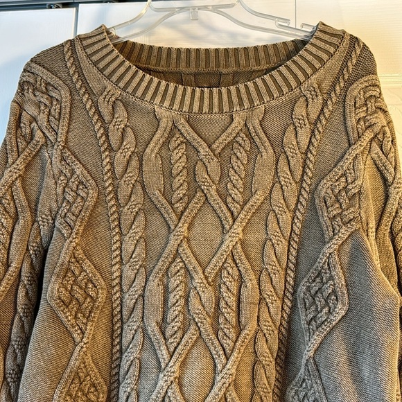 SER.O.YA Liam Cable Knit Sweater in Tan Acid Wash sz S - Picture 3 of 15